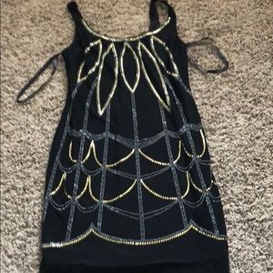 Black Dress with gold and silver beading